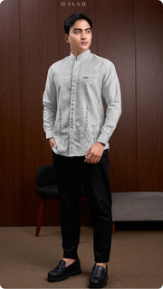 HAVAR Ikram Kemeja Koko Muslim Premium Slimfit Lengan Panjang